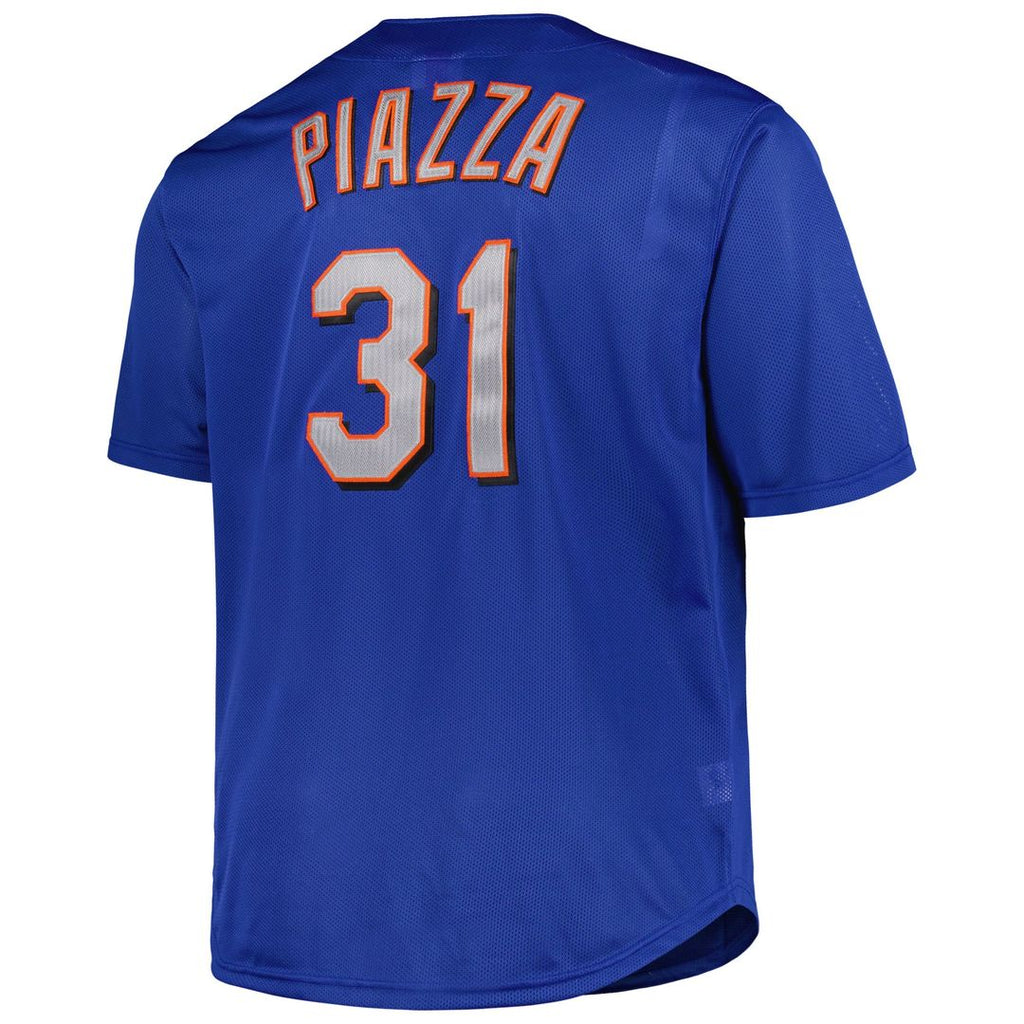 Men's New York Mets Mike Piazza Royal Big & Tall Cooperstown Mesh Batting Practice MLB Baseball Jersey - view 6