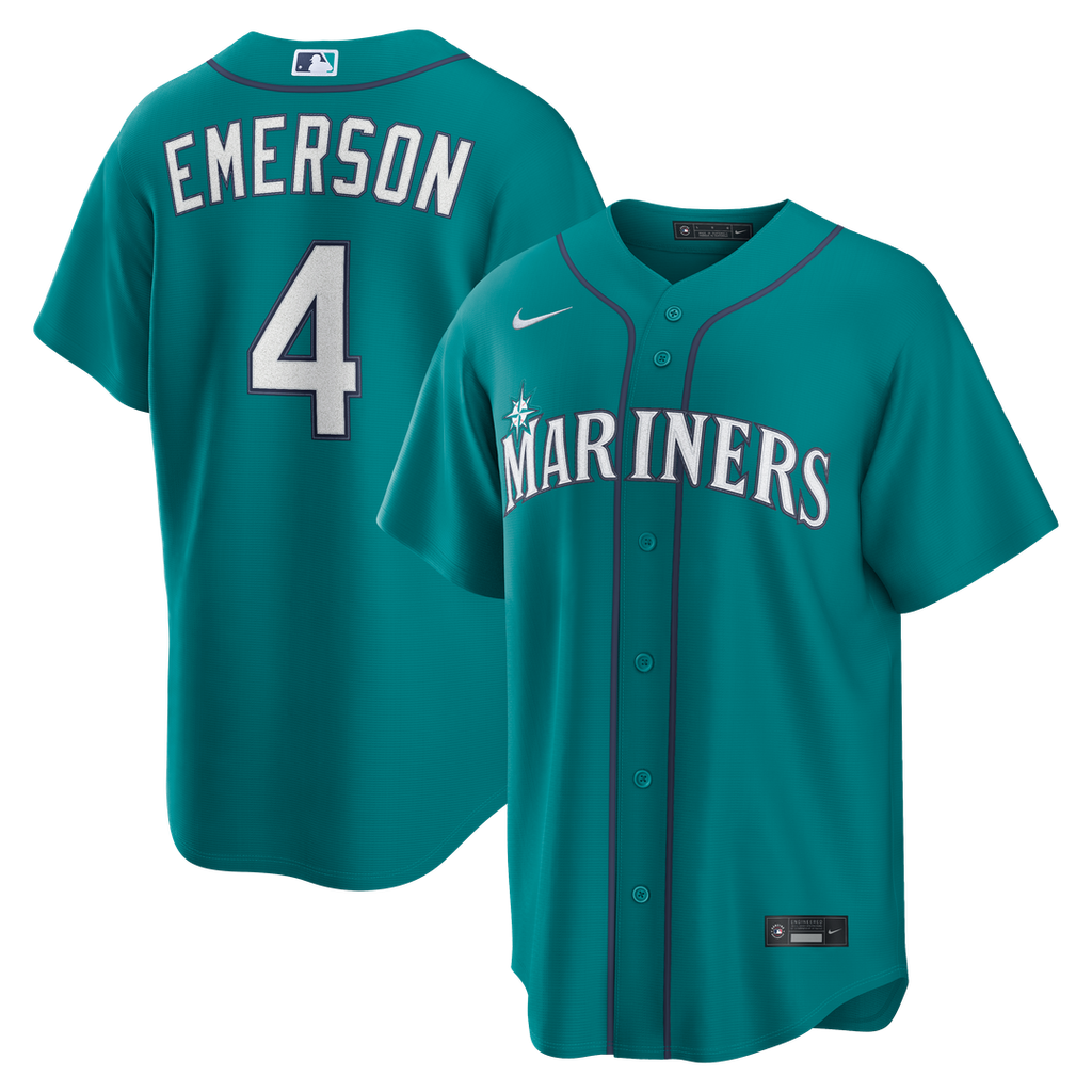 Men's Seattle Mariners Colt Emerson Teal Alternate Replica MLB Baseball Jersey - view 1