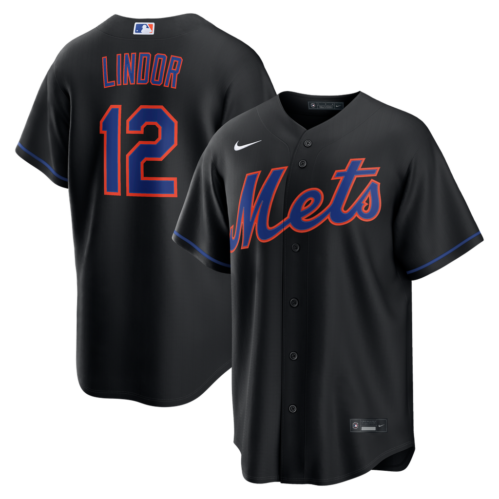 Men's New York Mets Francisco Lindor Black Alternate Replica MLB Baseball Jersey - view 4