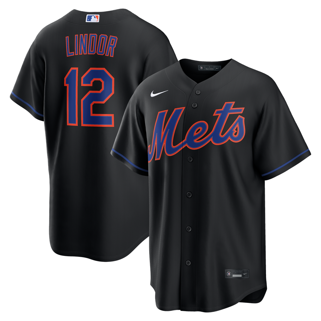 Men's New York Mets Francisco Lindor Black Alternate Replica MLB Baseball Jersey - view 4