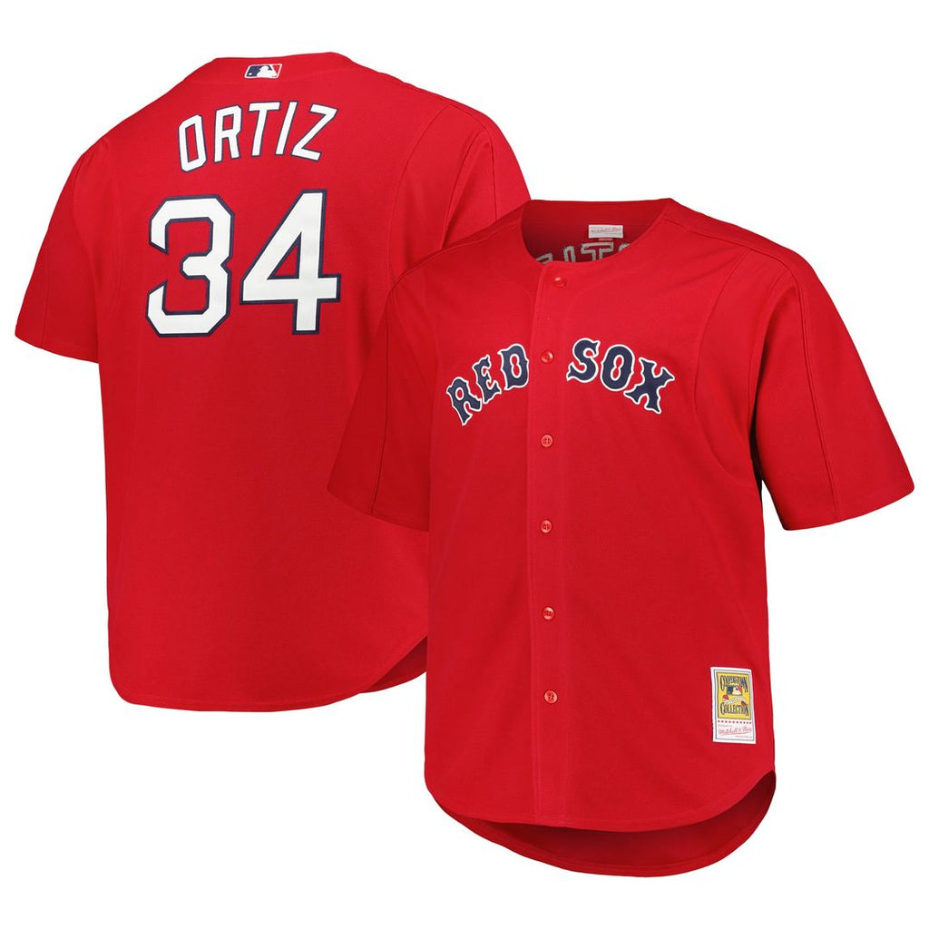 Men's Boston Red Sox David Ortiz Red Big & Tall Cooperstown Mesh Batting Practice MLB Baseball Jersey - view 4