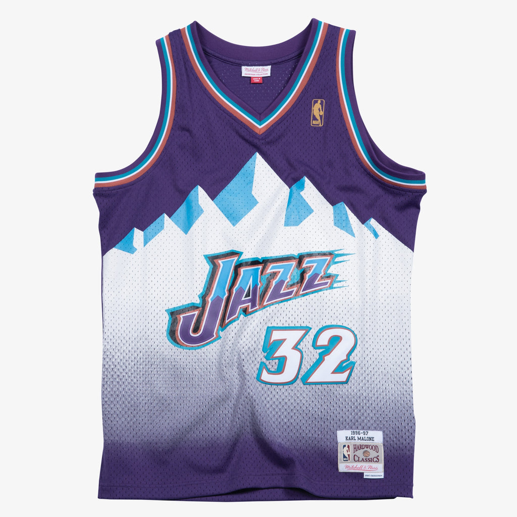 Men's Utah Jazz Karl Malone 1996 Swingman Road NBA Basketball Jersey - Purple - view 3