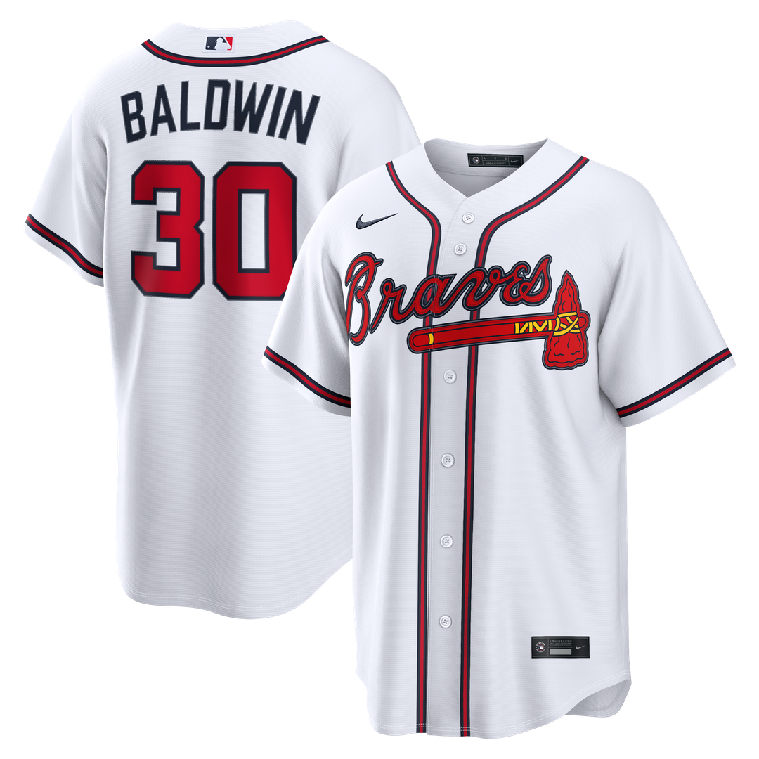 Men's Atlanta Braves Drake Baldwin White Home Replica MLB Baseball Jersey - view 1
