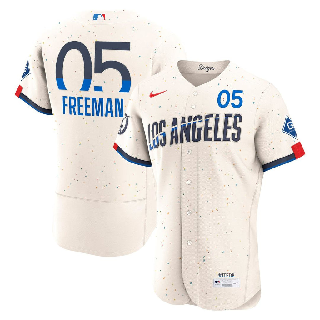 Men's Los Angeles Dodgers Freddie Freeman Cream City Connect Sponsor Patch MLB Baseball Jersey - view 1