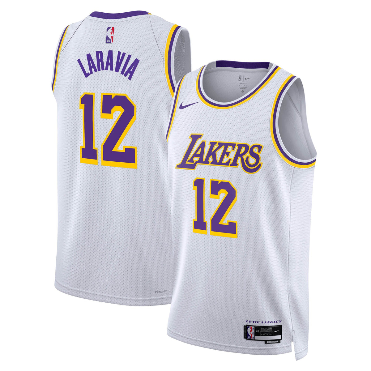Unisex Jake LaRavia Los Angeles Lakers Association Edition Swingman NBA Basketball Jersey - White - view 2