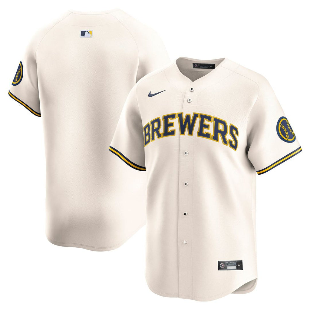 Men's Milwaukee Brewers Cream Home Limited MLB Baseball Jersey - view 1