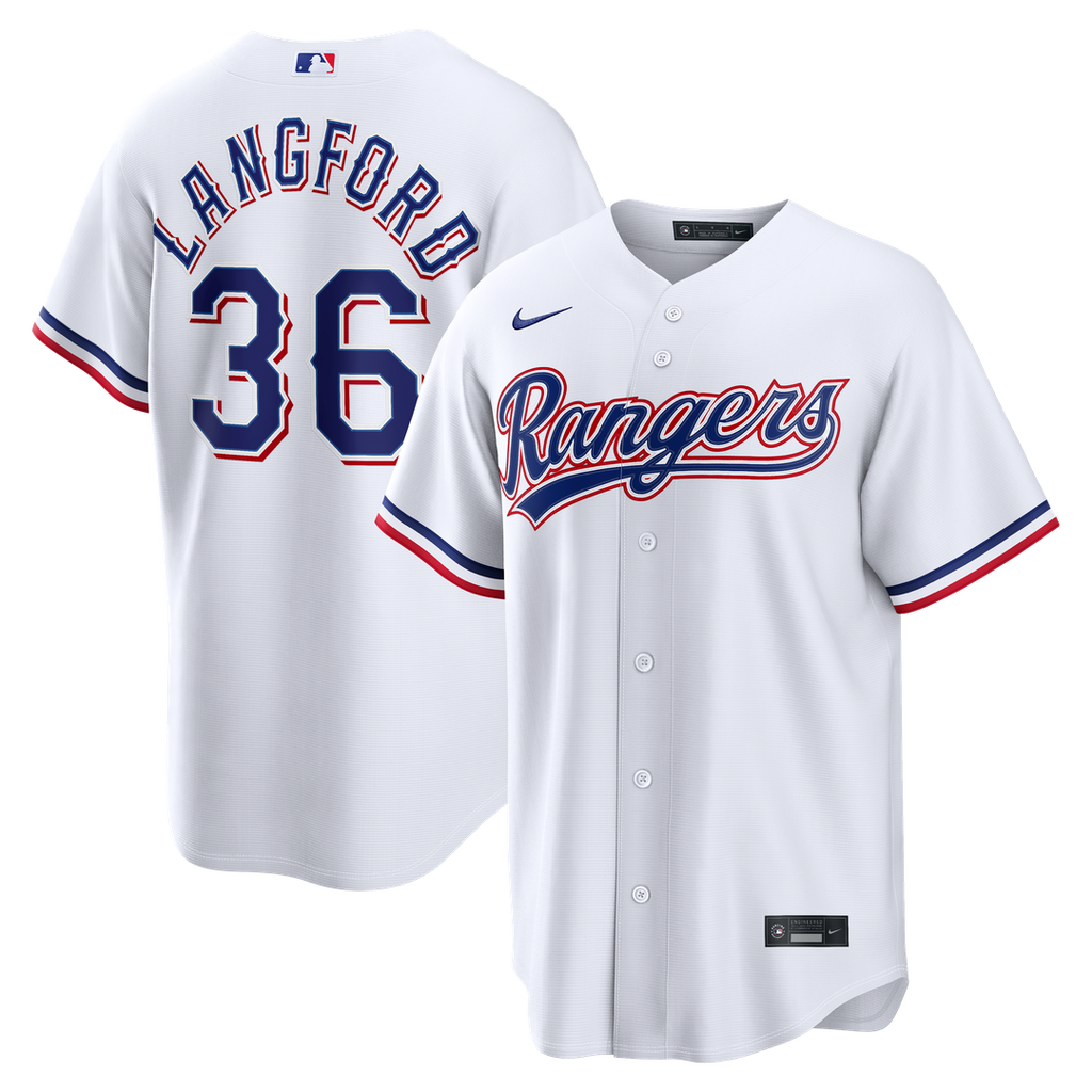 Men's Texas Rangers Wyatt Langford White Home Replica MLB Baseball Jersey - view 1