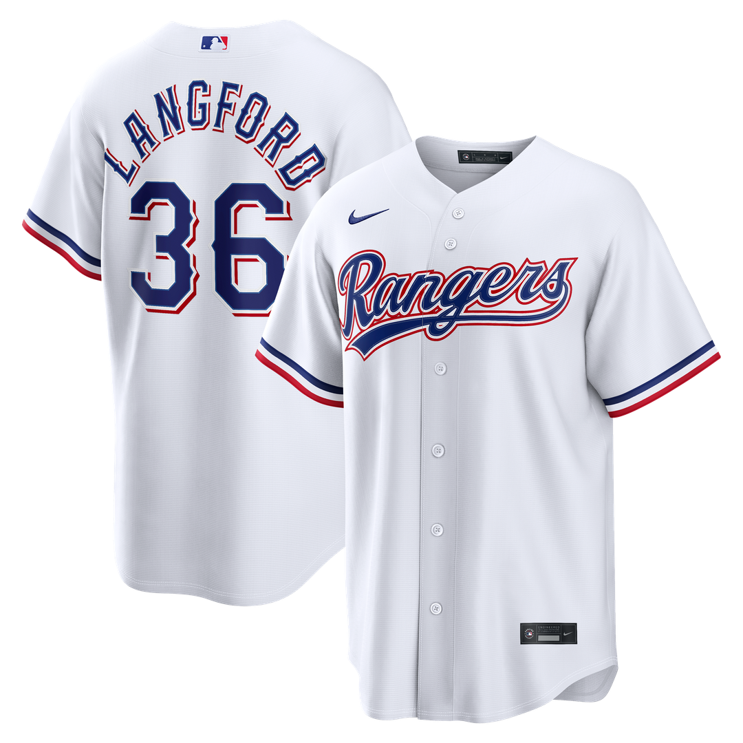 Men's Texas Rangers Wyatt Langford White Home Replica MLB Baseball Jersey - view 1