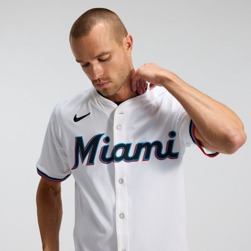 Men's Miami Marlins White Home Elite MLB Baseball Jersey - view 11
