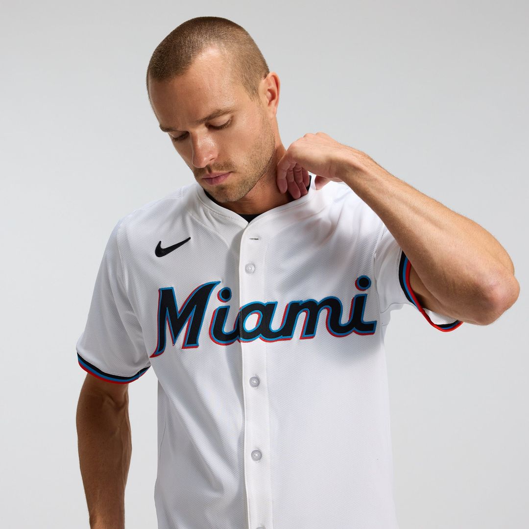 Men's Miami Marlins White Home Elite MLB Baseball Jersey - view 11