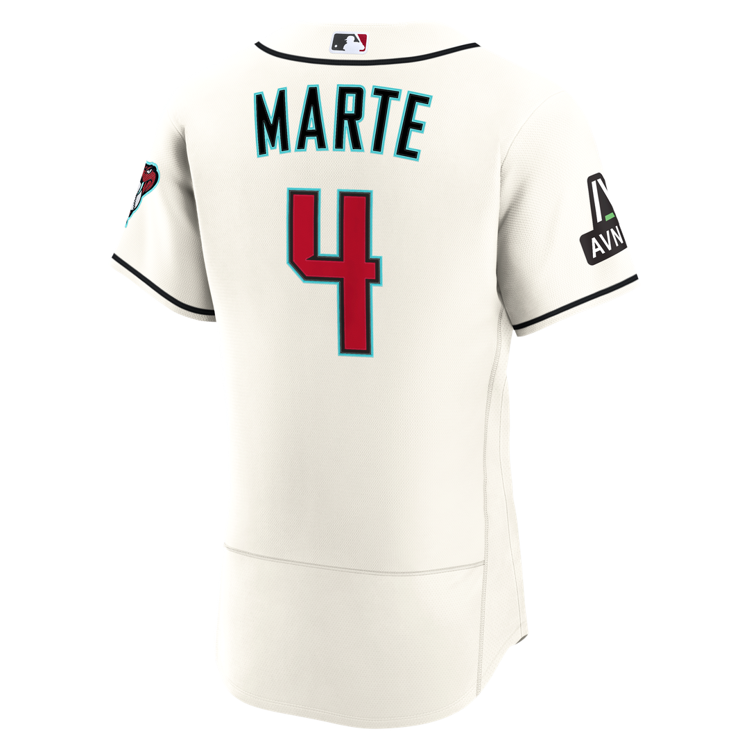 Men's Arizona Diamondbacks Ketel Marte Cream Home Sponsor Patch MLB Baseball Jersey - view 3
