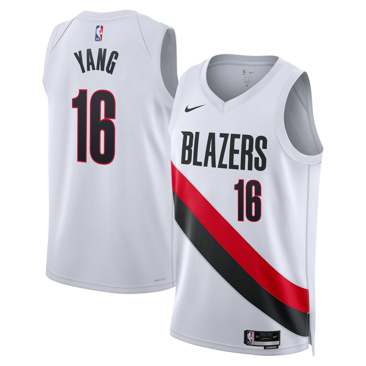 Unisex Yang Hansen Portland Trail Blazers Replica Association Edition Swingman NBA Basketball Jersey - White - view 2