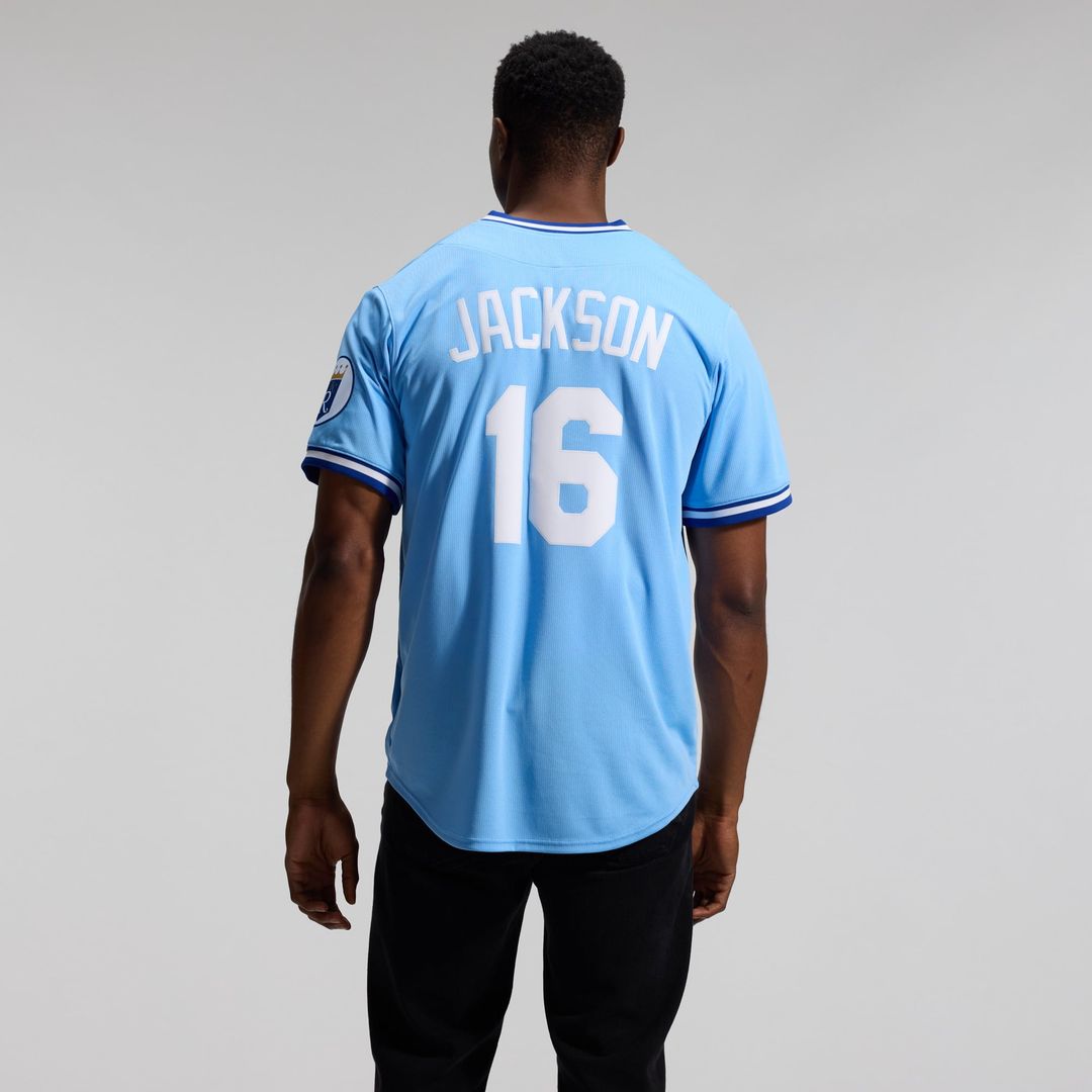 Men's Kansas City Royals Bo Jackson Light Blue Throwback Cooperstown Collection Limited MLB Baseball Jersey - view 6
