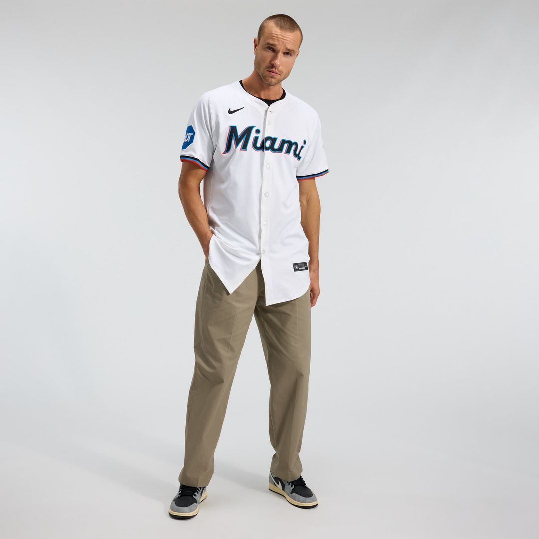 Men's Miami Marlins White Home Elite MLB Baseball Jersey - view 4