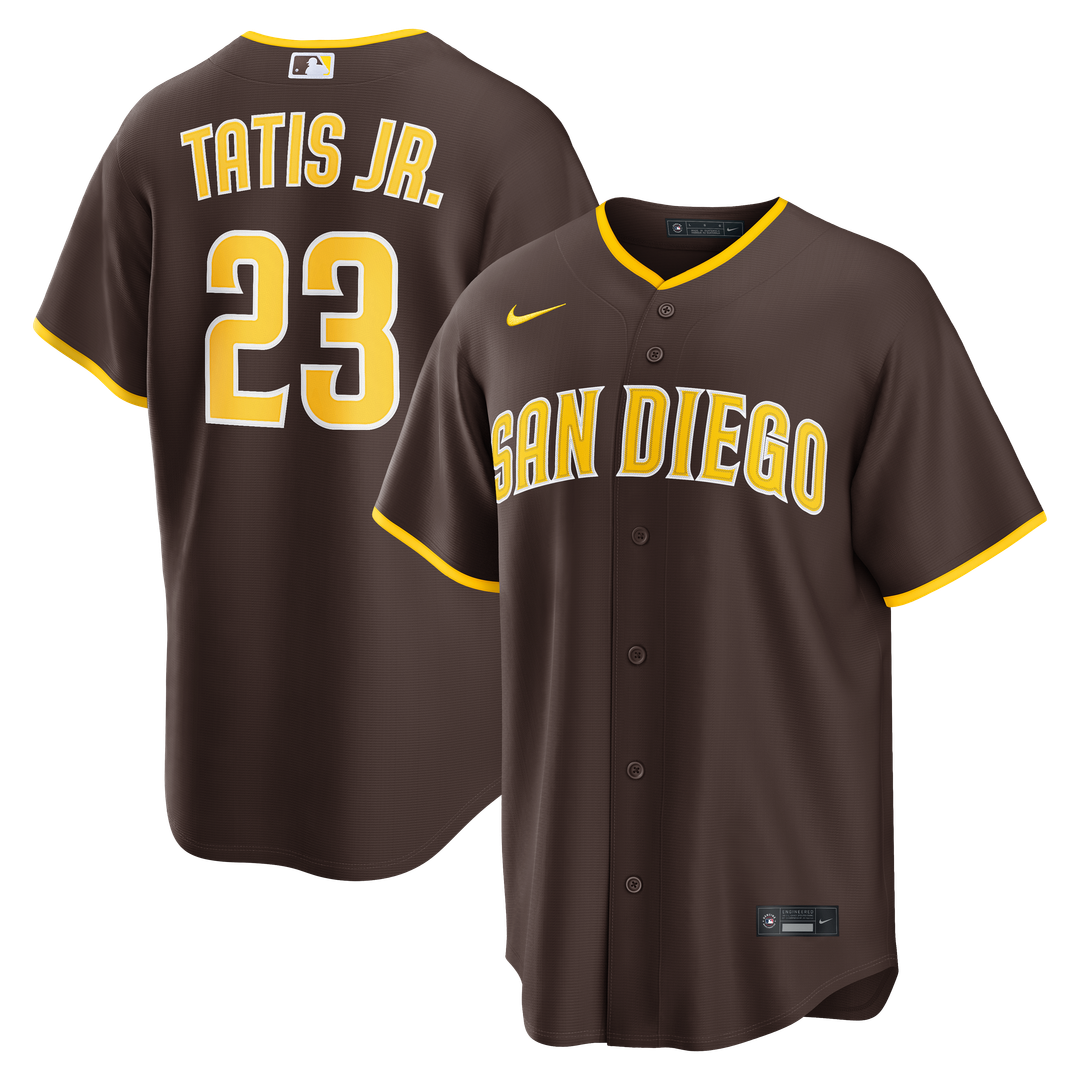 Men's San Diego Padres Fernando Tatis Jr. Brown Road Replica MLB Baseball Jersey - view 1