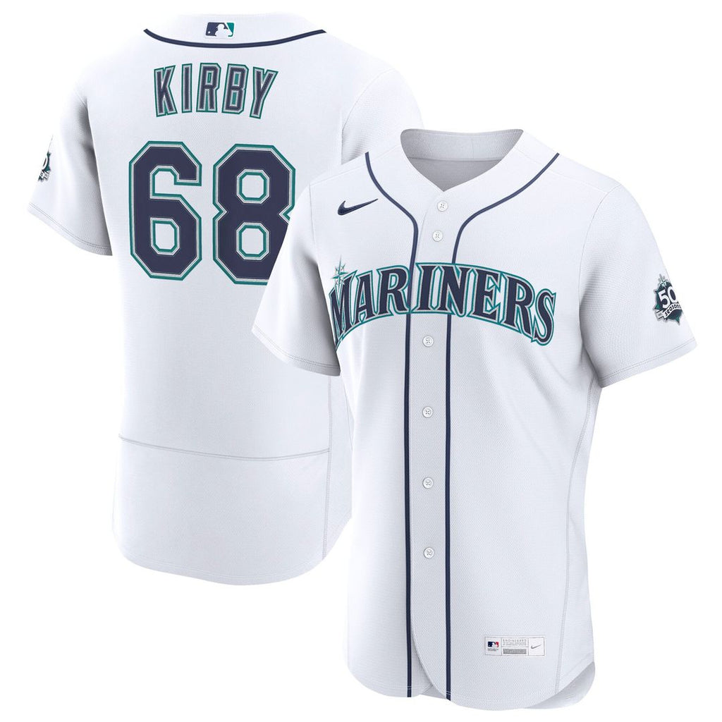 Men's Seattle Mariners George Kirby White Home 50th Season MLB Baseball Jersey - view 1