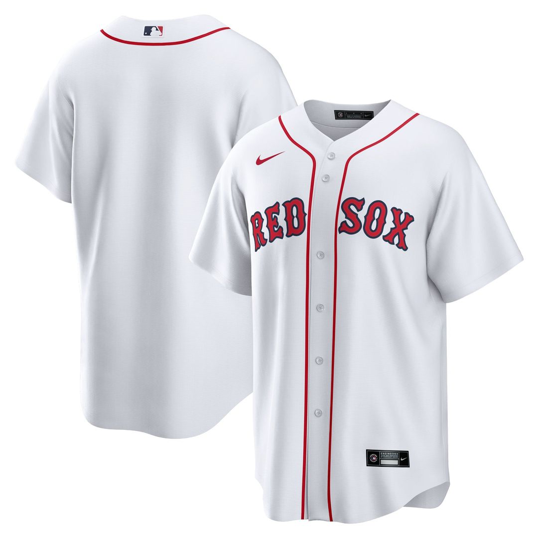 Men's Boston Red Sox White Home Blank Replica MLB Baseball Jersey - view 1