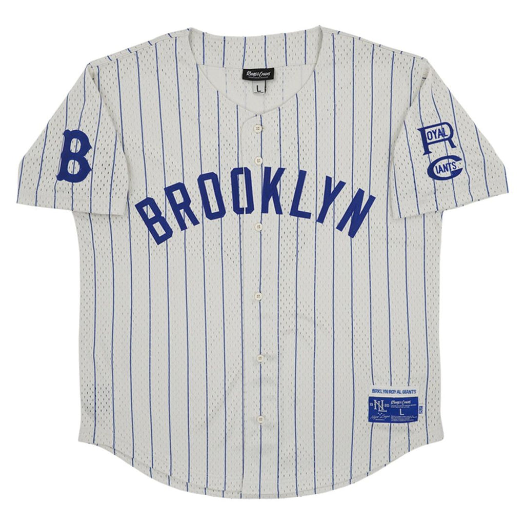 Men's Brooklyn Royal Giants #5 Cream Mesh Button-Down Replica MLB Baseball Jersey - view 2