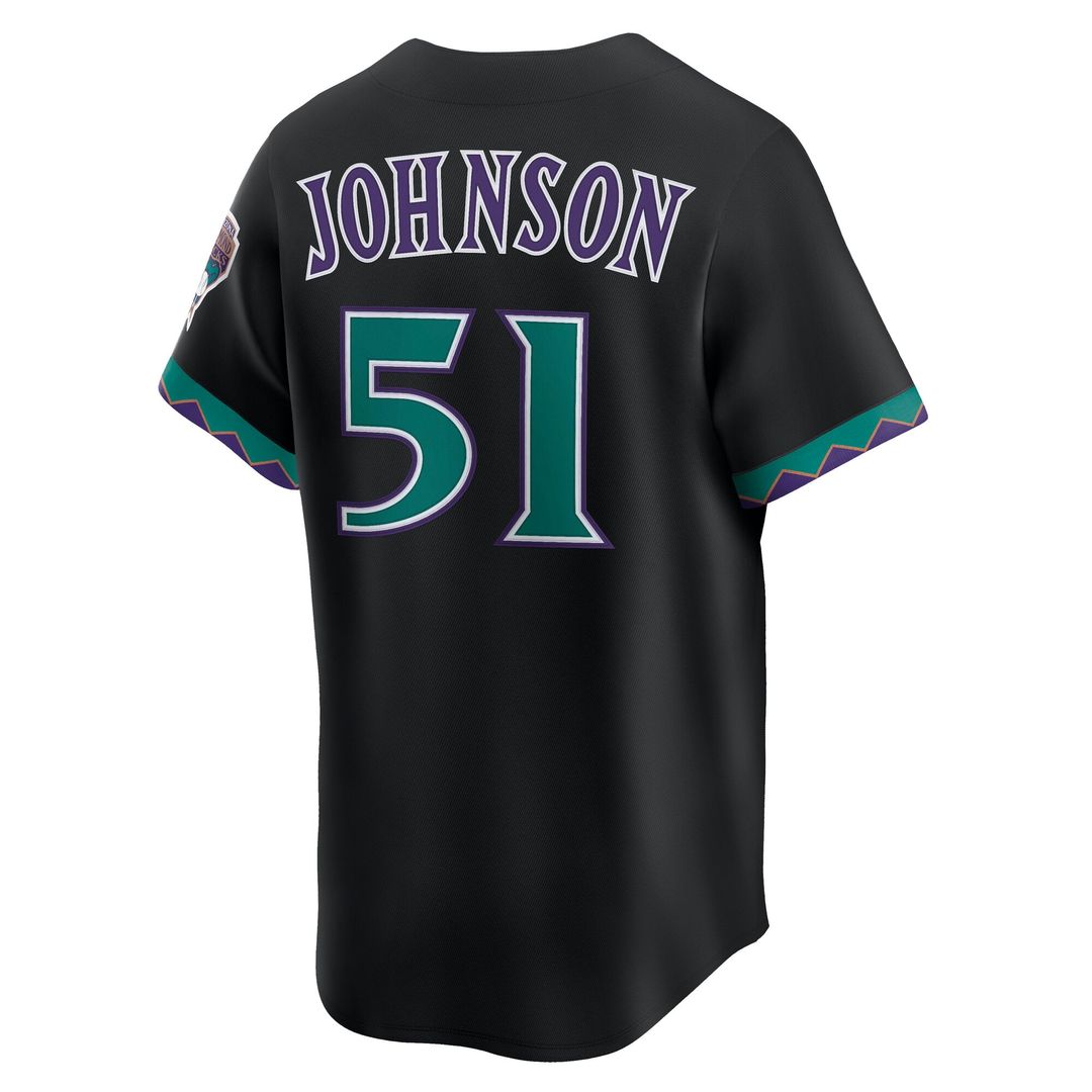 Men's Arizona Diamondbacks Randy Johnson Black Throwback Cooperstown Collection Limited MLB Baseball Jersey - view 6