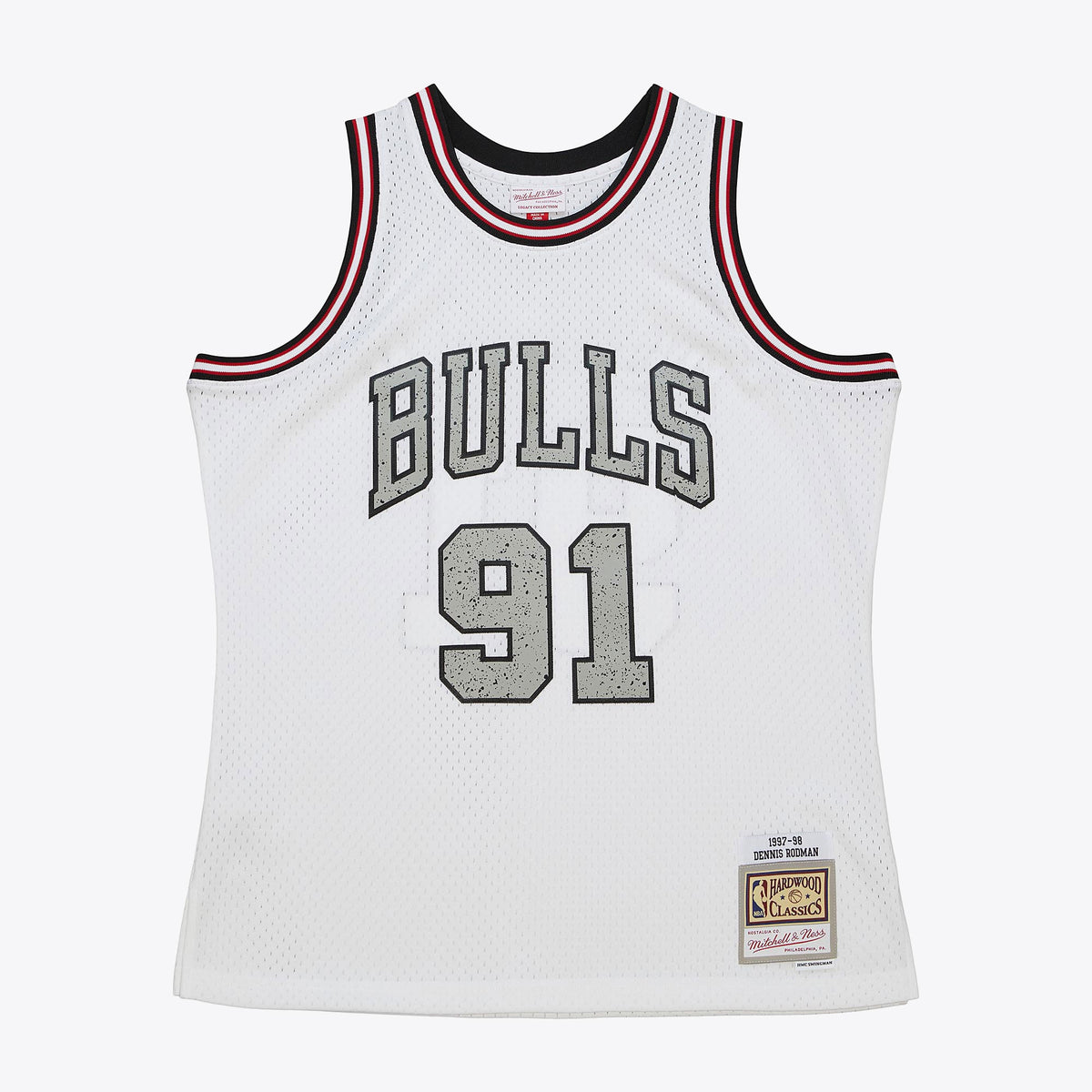 Men's Chicago Bulls Dennis Rodman 1997 Cracked Cement Swingman NBA Basketball Jersey - White - view 3