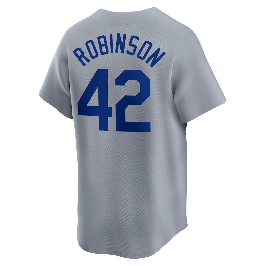 Men's Brooklyn Dodgers Jackie Robinson Gray Throwback Cooperstown Collection Limited MLB Baseball Jersey - view 3