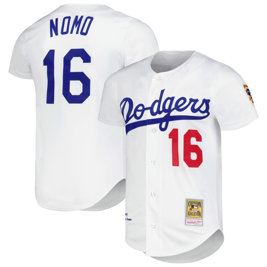 Men's Los Angeles Dodgers Hideo Nomo White Cooperstown Collection MLB Baseball Jersey - view 1