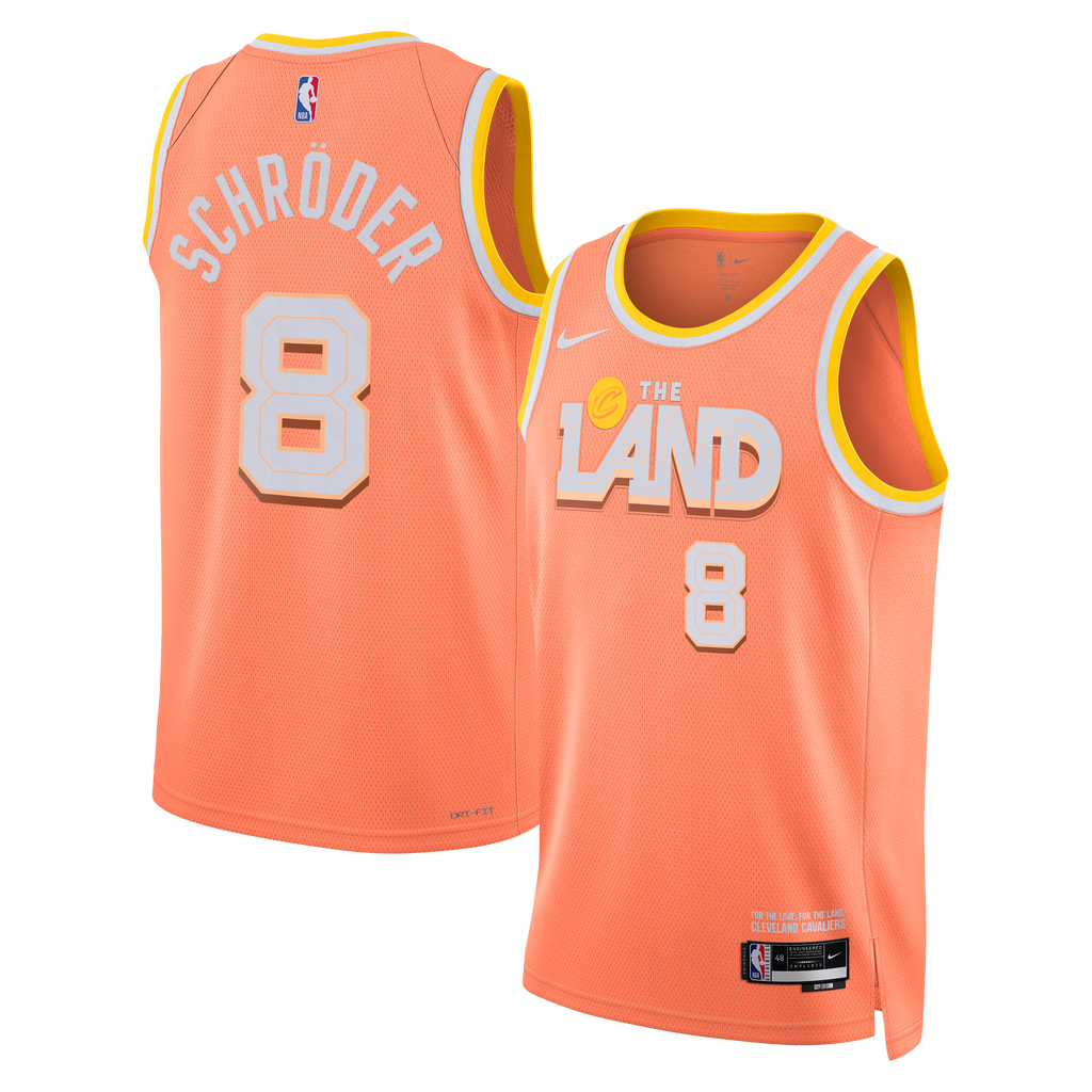 Unisex Dennis Schröder Cleveland Cavaliers 2025/26 City Edition Swingman NBA Basketball Jersey - Orange - view 1
