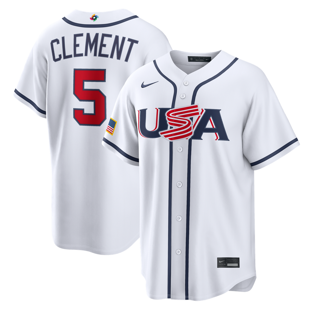 Men's USA Baseball Ernie Clement White 2026 World Baseball Classic Home Stadium MLB Baseball Jersey - view 1
