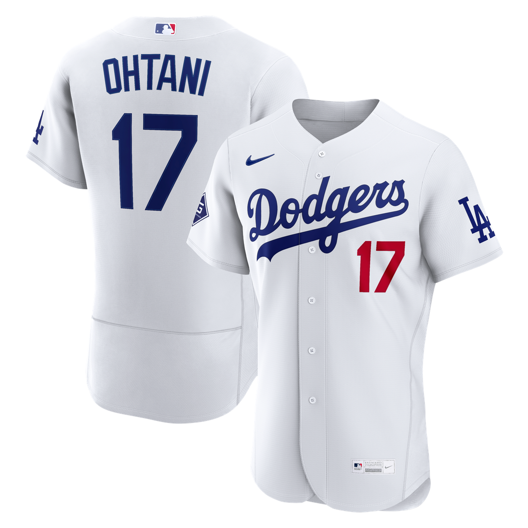 Men's Los Angeles Dodgers Shohei Ohtani White Home Sponsor Patch MLB Baseball Jersey - view 1