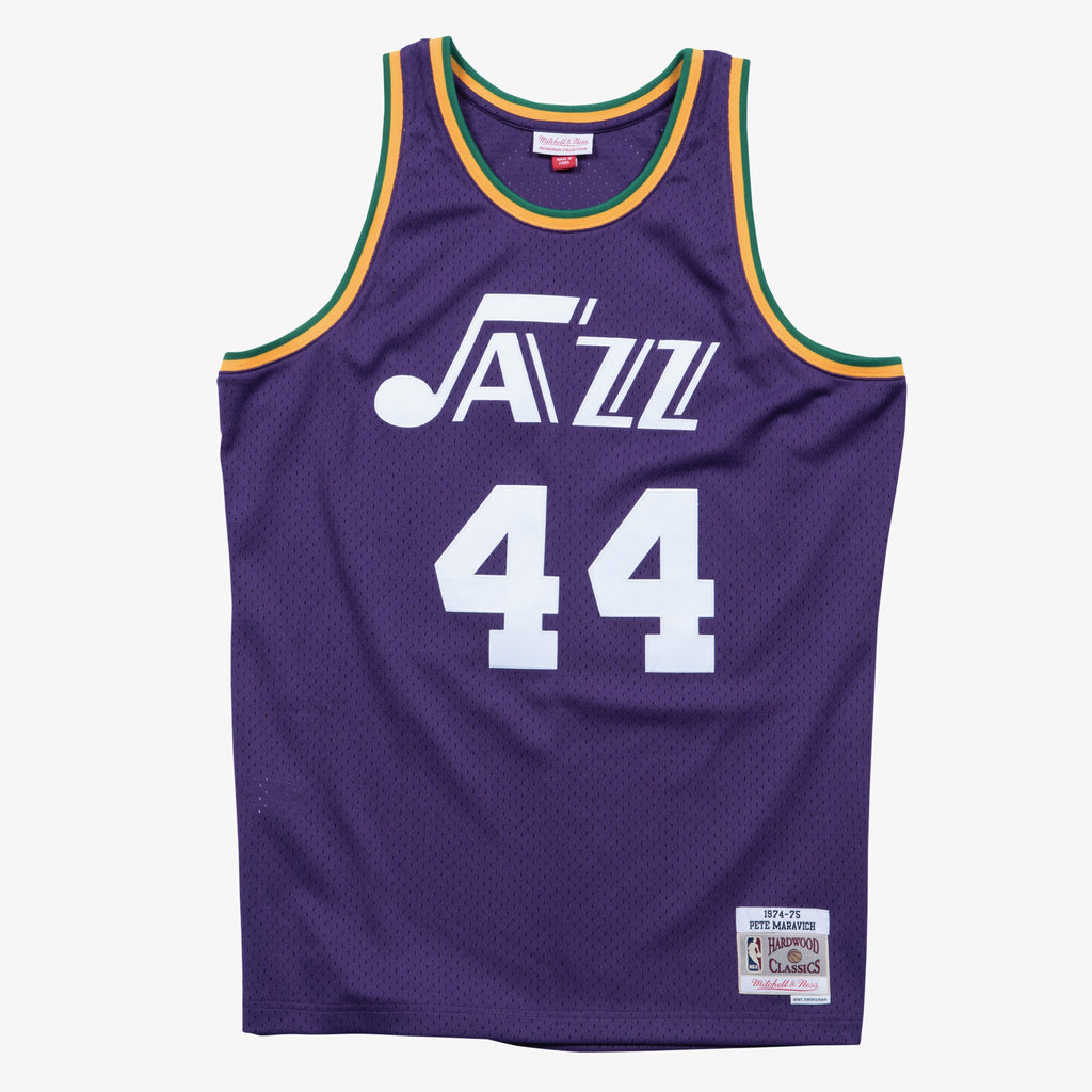 Men's New Orleans Jazz Pete Maravich 1974 Swingman Road NBA Basketball Jersey - Purple - view 3