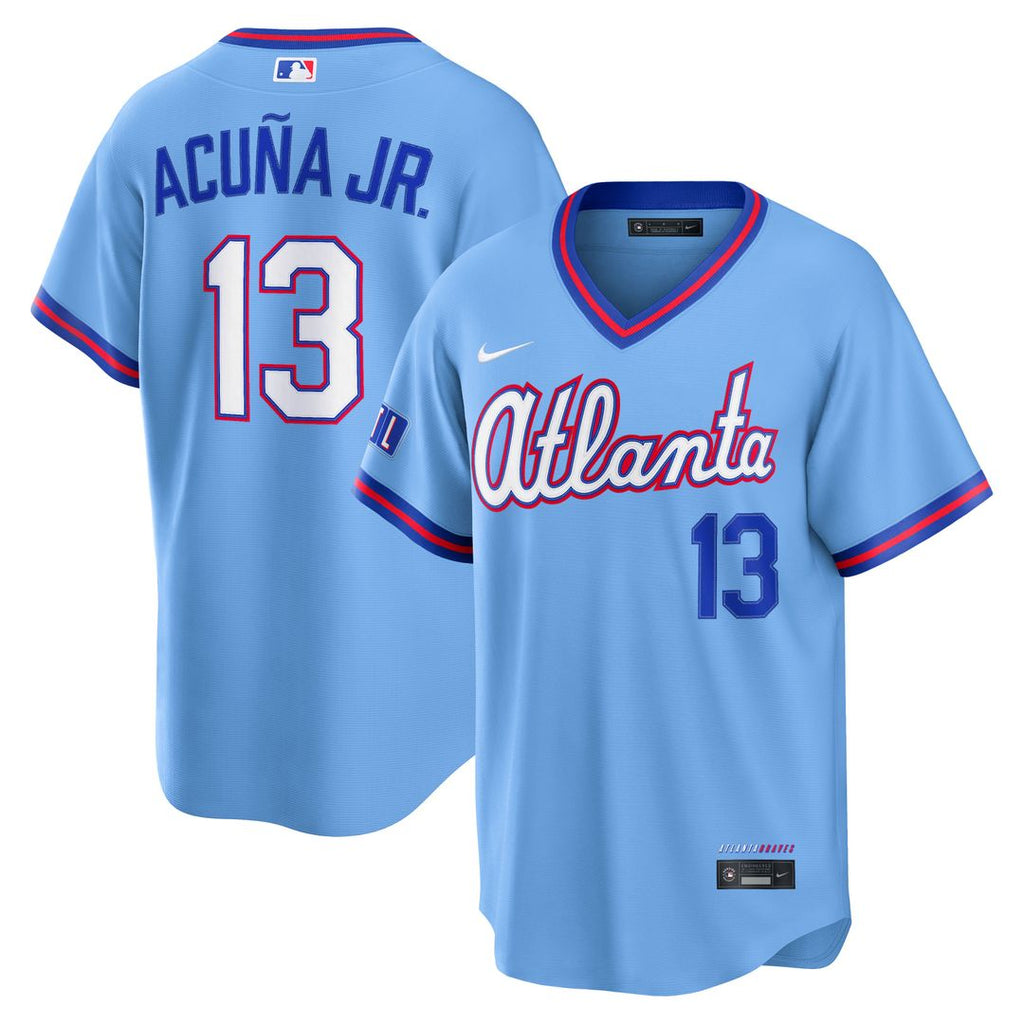 Men's Atlanta Braves Ronald Acuña Jr. Powder Blue 2026 City Connect Stadium MLB Baseball Jersey - view 1