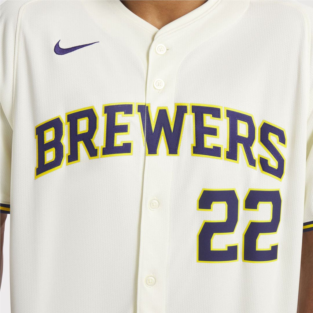 Men's Milwaukee Brewers Christian Yelich Cream Home Limited MLB Baseball Jersey - view 11