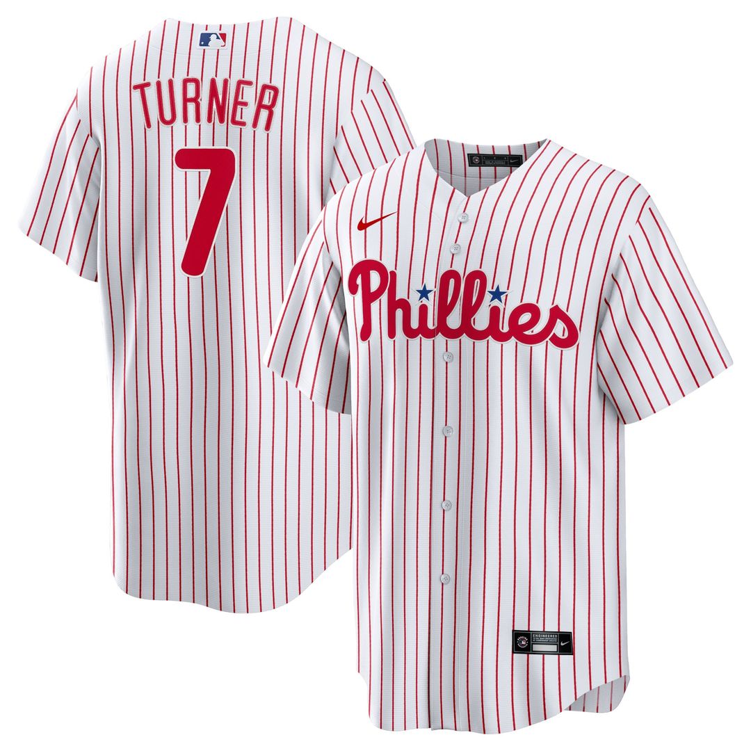 Men's Philadelphia Phillies Trea Turner White Home Replica MLB Baseball Jersey - view 1