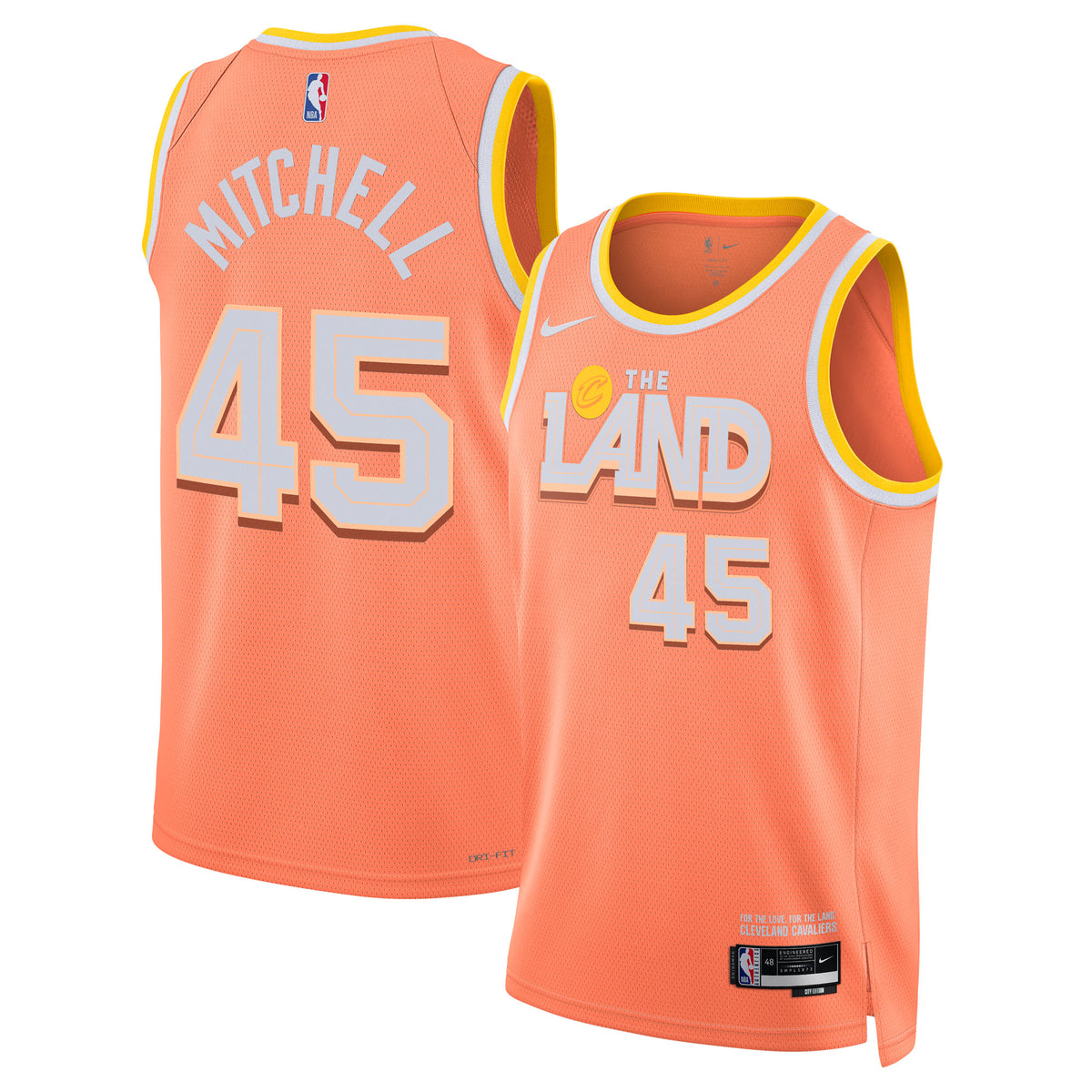Unisex Donovan Mitchell Cleveland Cavaliers 2025/26 City Edition Swingman NBA Basketball Jersey - Orange - view 1