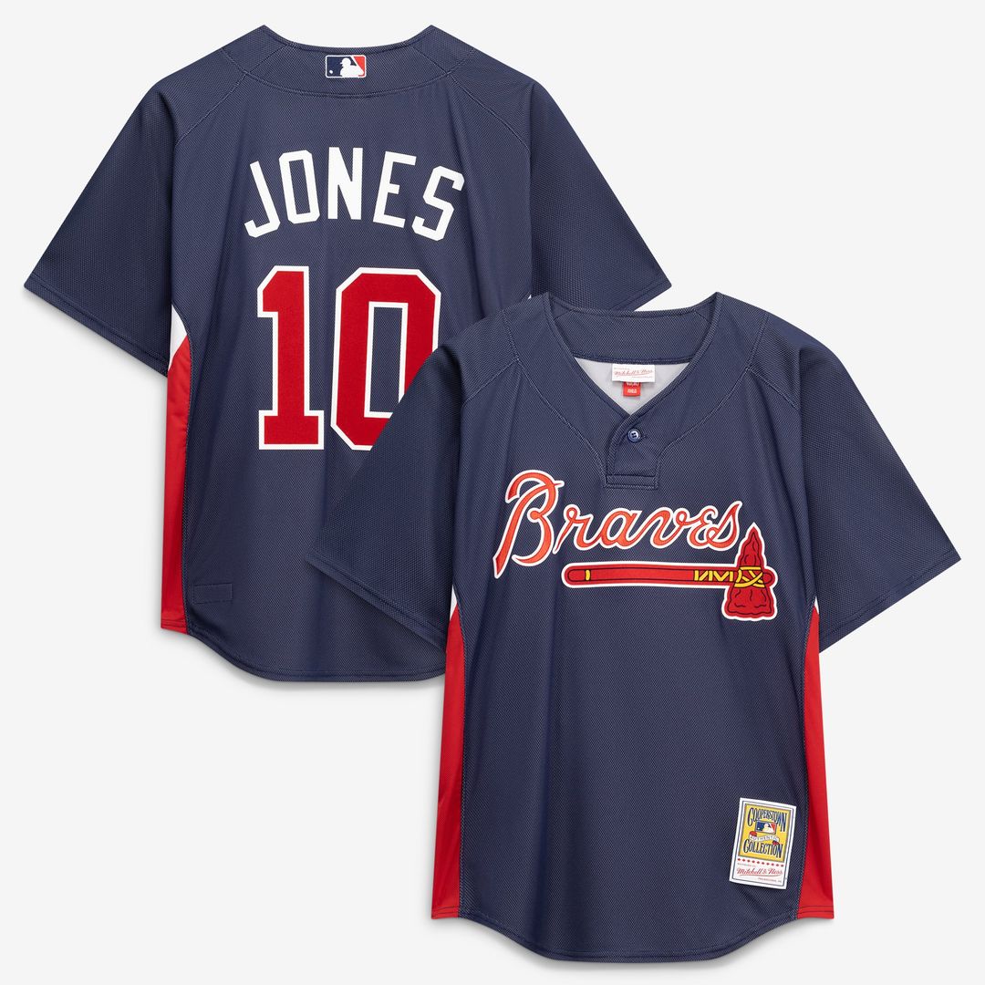 Men's Atlanta Braves Chipper Jones Navy Batting Practice MLB Baseball Jersey - view 1