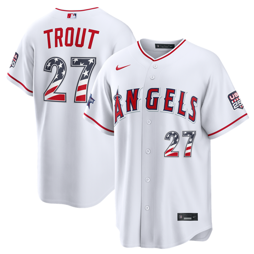 Men's 2026 All-Star Edition Stars & Stripes Men's Los Angeles Angels Mike Trout White Stadium MLB Baseball Jersey - view 1