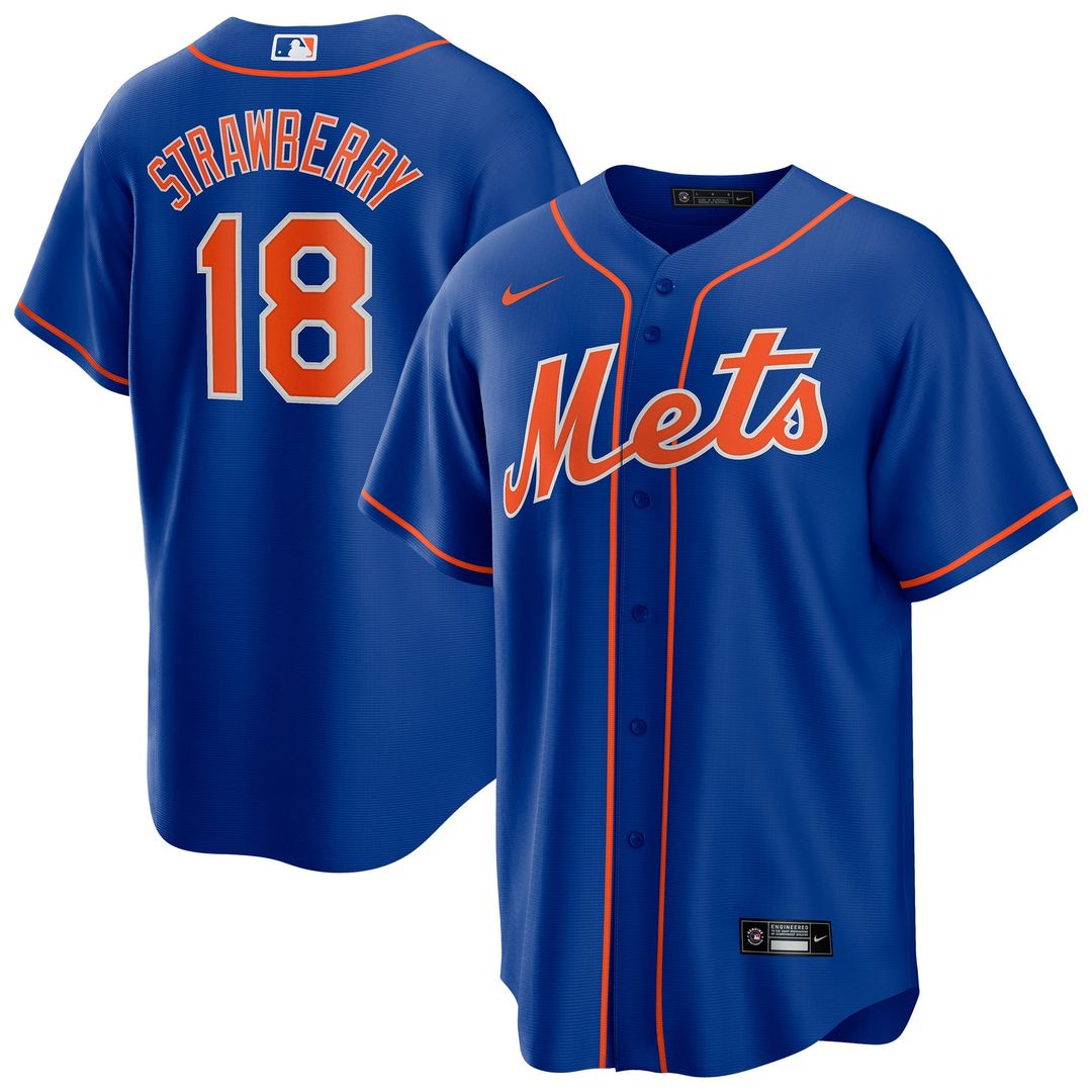 Men's New York Mets Darryl Strawberry Royal Alternate Replica MLB Baseball Jersey - view 1