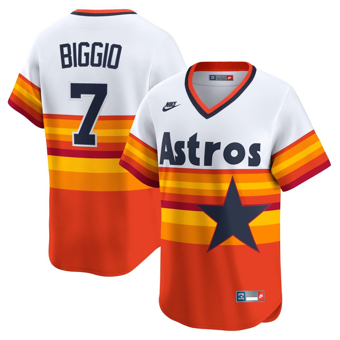Men's Houston Astros Craig Biggio White Throwback Cooperstown Collection Limited MLB Baseball Jersey - view 1