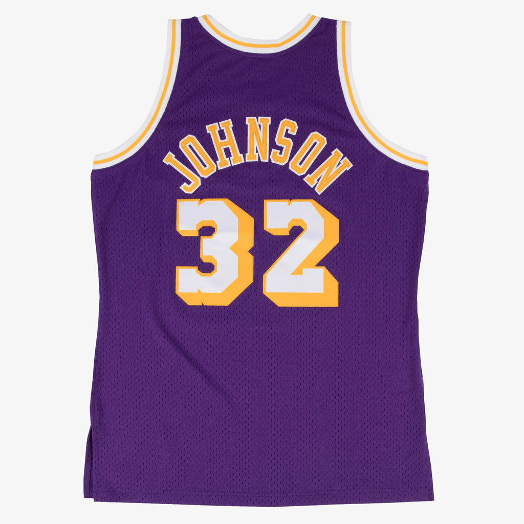 Men's Los Angeles Lakers Swingman NBA Basketball Jersey Road Magic Johnson 1984-85 - view 3