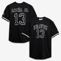 Men's Atlanta Braves Ronald Acuña Jr. Black/White Big & Tall Heavyweight Mesh MLB Baseball Jersey - view 1