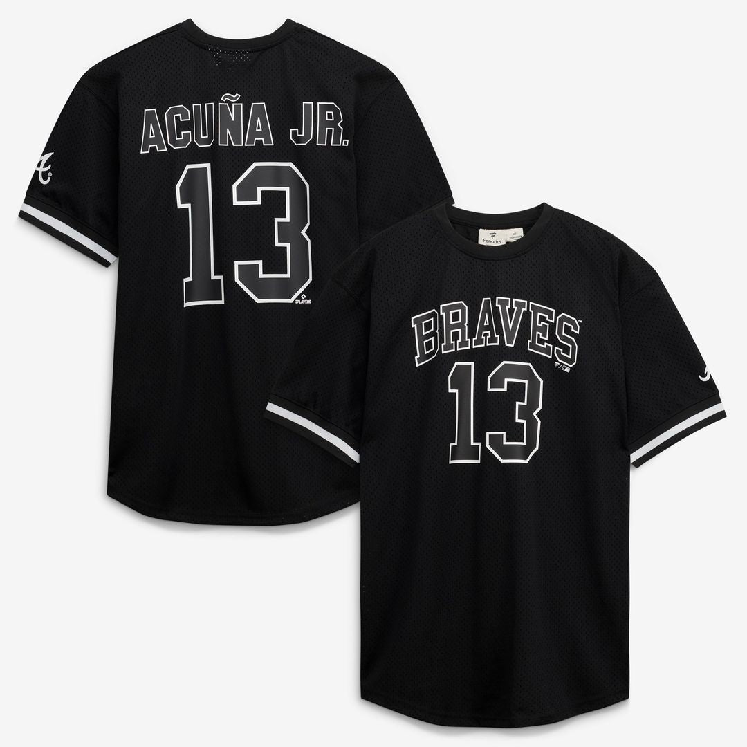 Men's Atlanta Braves Ronald Acuña Jr. Black/White Big & Tall Heavyweight Mesh MLB Baseball Jersey - view 1