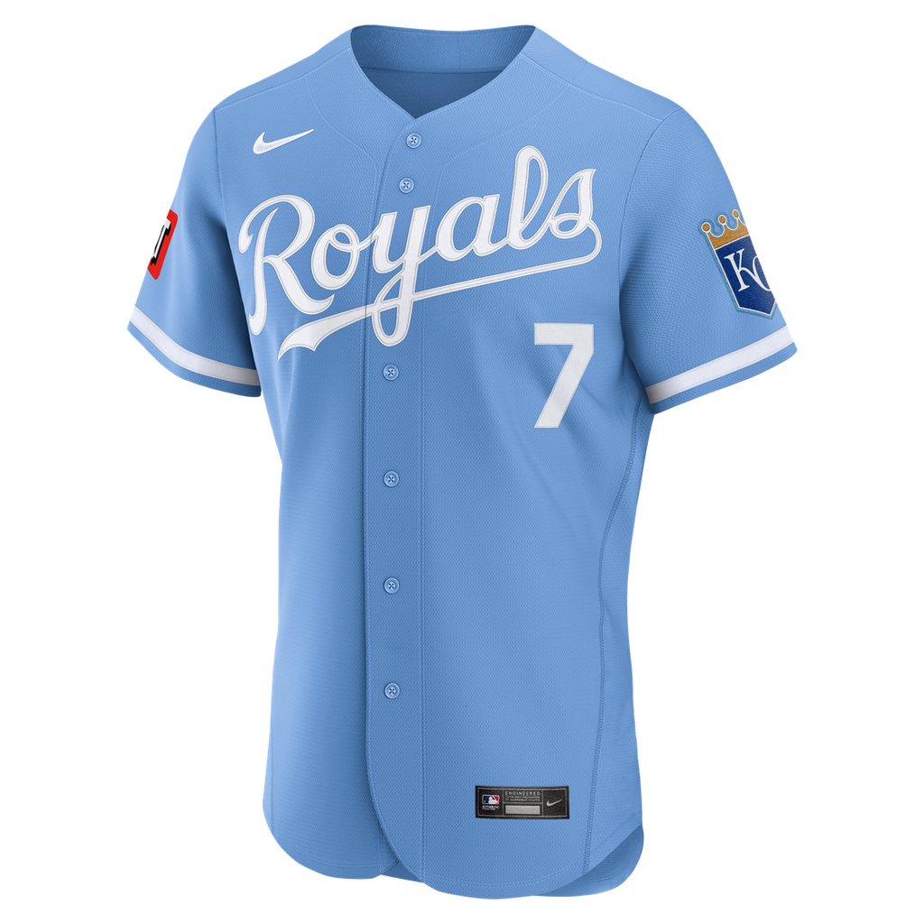 Men's Kansas City Royals Bobby Witt Jr. Light Blue Alternate Sponsor Patch MLB Baseball Jersey - view 5
