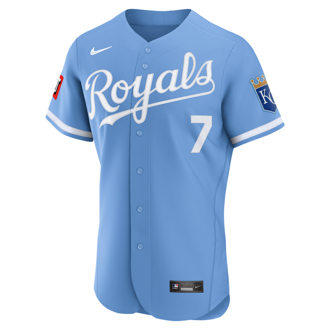 Men's Kansas City Royals Bobby Witt Jr. Light Blue Alternate Sponsor Patch MLB Baseball Jersey - view 5