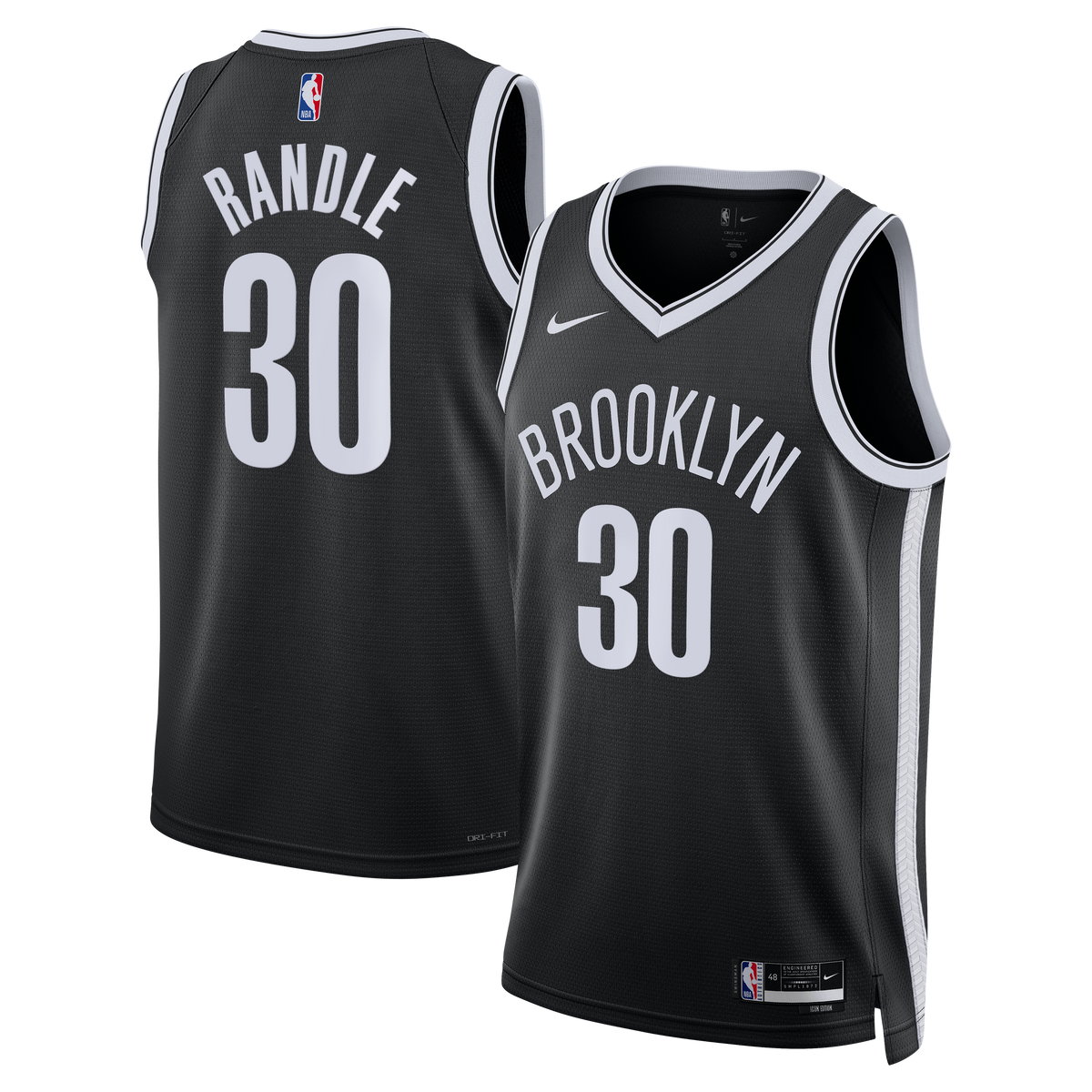 Unisex Julius Randle Brooklyn Nets Icon Swingman NBA Basketball Jersey - Black - view 2