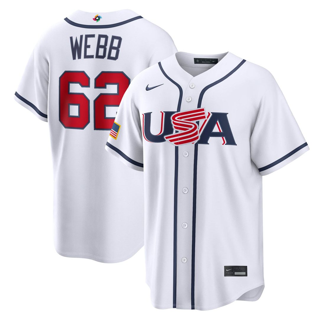 Men's USA Baseball Logan Webb White 2026 World Baseball Classic Home Stadium MLB Baseball Jersey - view 1
