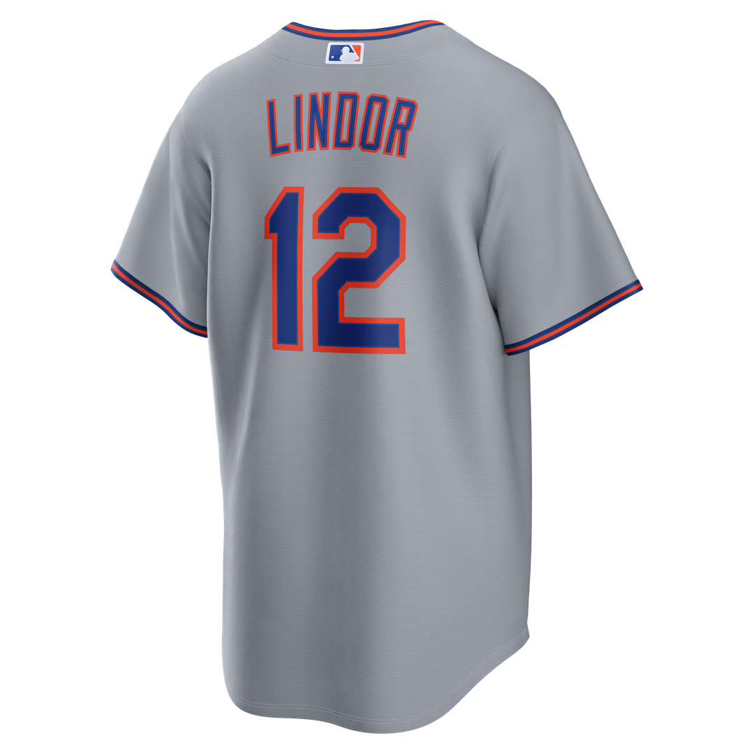 Men's New York Mets Francisco Lindor Gray Road Replica MLB Baseball Jersey - view 3