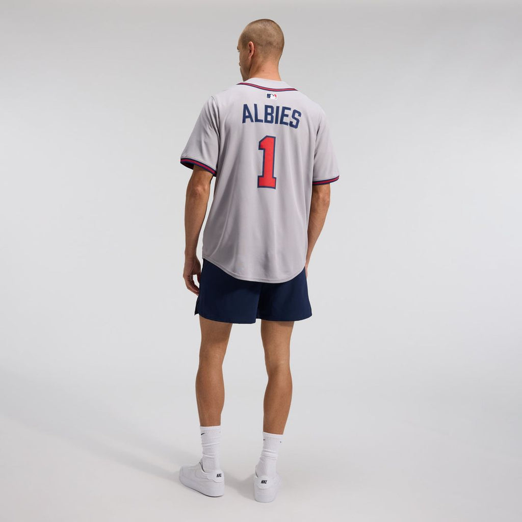 Men's Atlanta Braves Ozzie Albies Gray Road Limited MLB Baseball Jersey - view 5