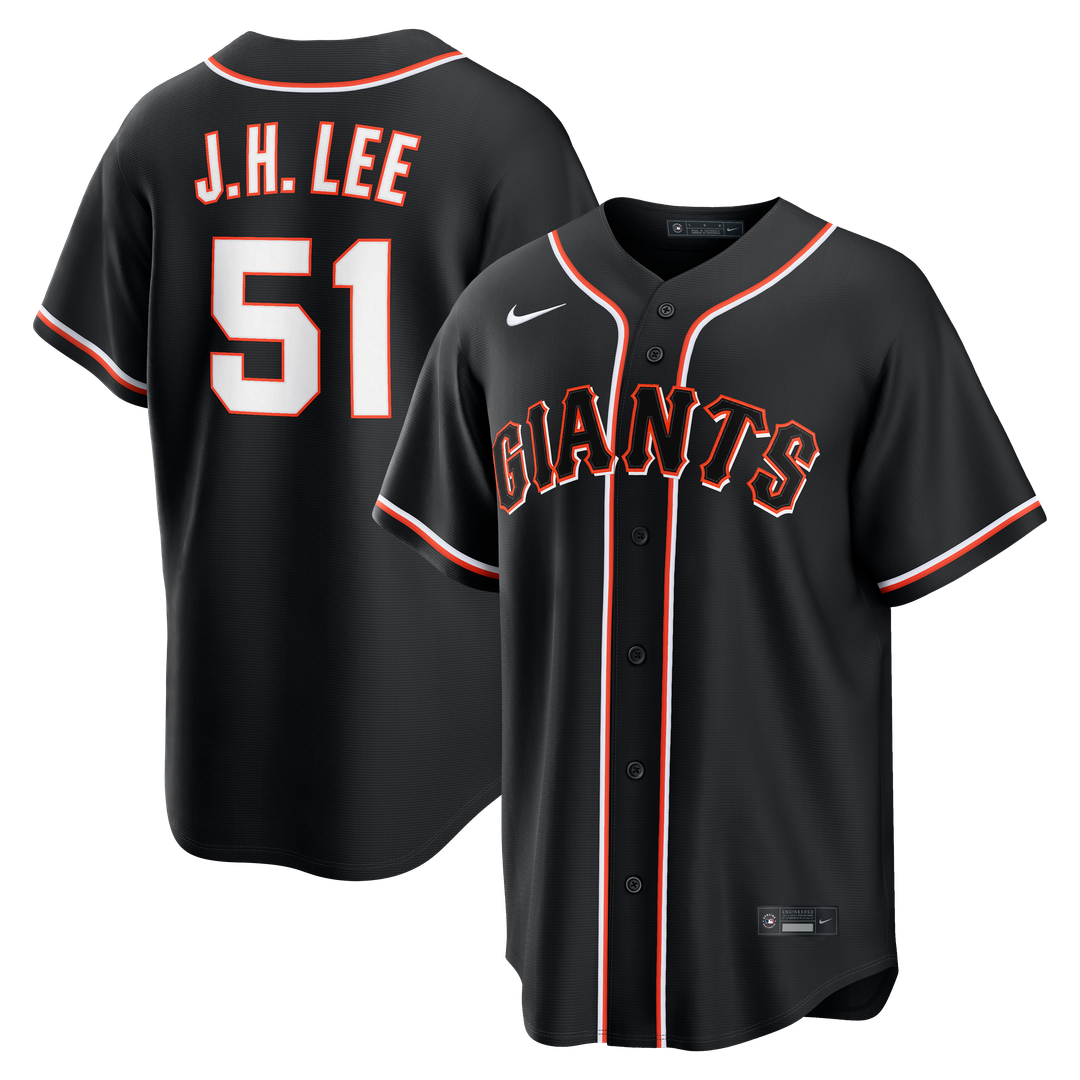 Men's San Francisco Giants Jung Hoo Lee Fashion Replica Black Out MLB Baseball Jersey - view 1