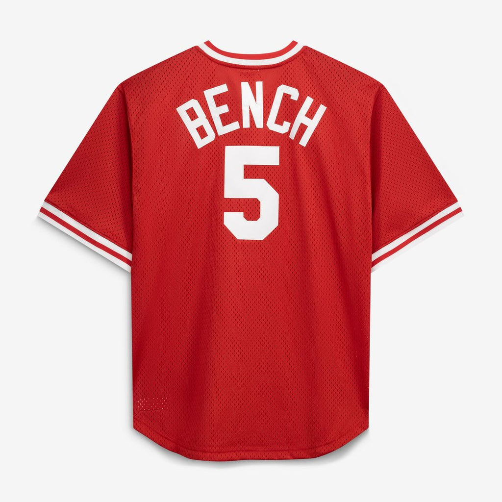Men's Cincinnati Reds Johnny Bench Red Cooperstown Collection Big & Tall Mesh Batting Practice MLB Baseball Jersey - view 3