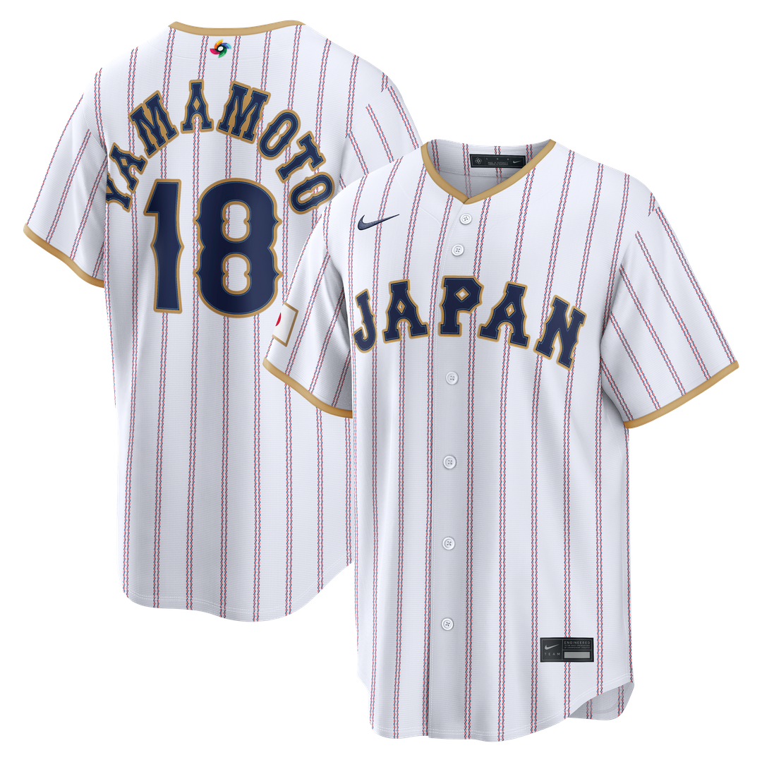 Men's Japan Baseball Yoshinobu Yamamoto White 2026 World Baseball Classic Home Stadium MLB Baseball Jersey - view 1